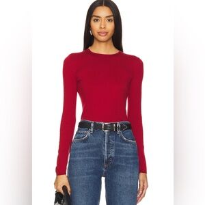 Lovers + Friends Red Cashmere Blend Fitted Long Sleeve Sweater S